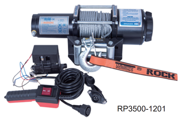 Rock, treuil de remorque électrique RP3500 12 Vdc 1589 kg