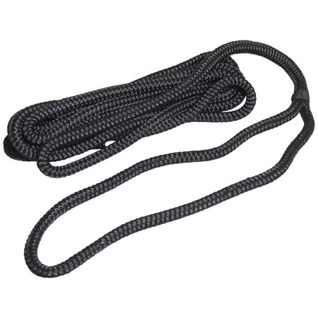 Robline fortøjningstov sort i flettet design, 18mm x 12m set forfra.