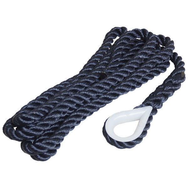 Robline fortøjningstov 3 slået med kovs, navy farve, visuelt præsenteret.
