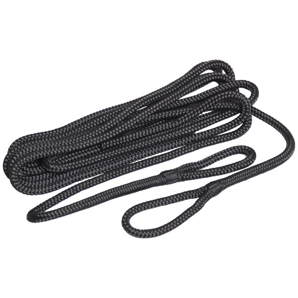 Robline fenderline i sort, 6mm x 2m, flettet og klar til brug på båden