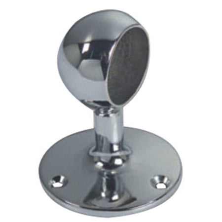 Forkromet messing endestykke til 25mm stok, vist fra siden