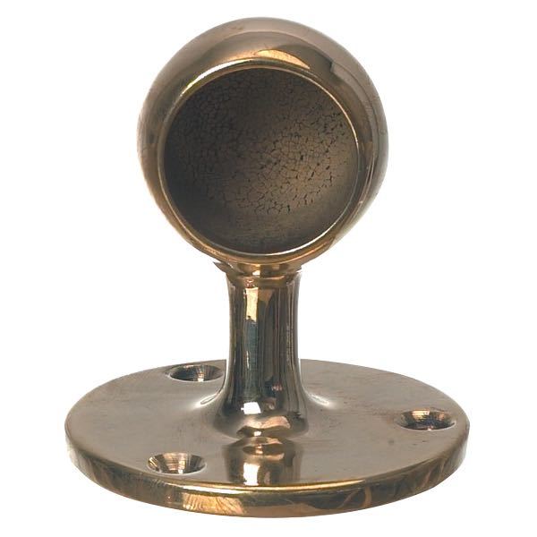 Foresti messing endestykke til gelænder, set forfra med 30 mm diameter.