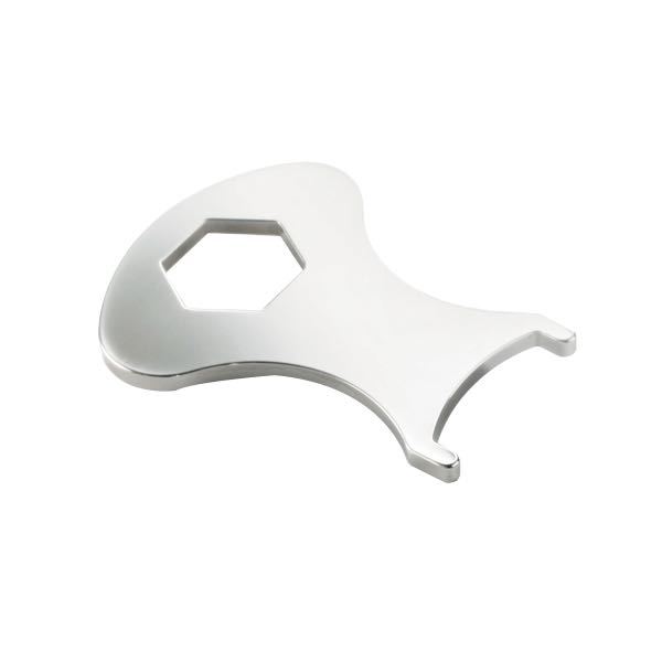 Loxx værktøj til kalecher lavet af forniklet messing, set forfra