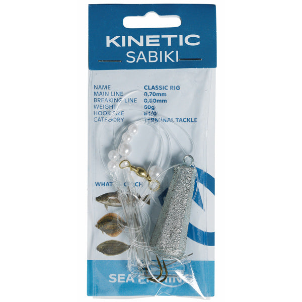 Kinetic Fladfisk 60g krog på en fiskehjul, klar til brug.