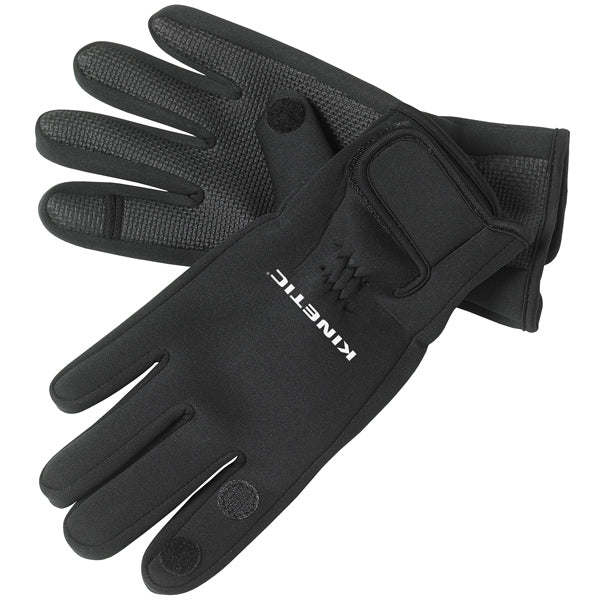 Kinetic neoprene handske med fuld finger i sort, præsenteret på en hvid baggrund.
