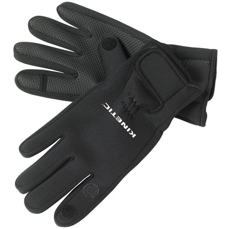 Kinetic neoprene handske i sort med full finger design, vist fra siden