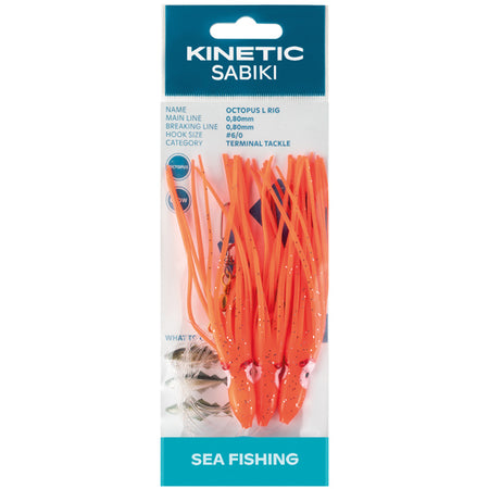 Kinetic Sabiki blæksprutte med orange glimmerfiskeforfang