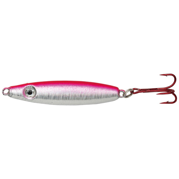 Kinetic Crazy Herring blink i pink og crystal farver, set forfra med #4 krog
