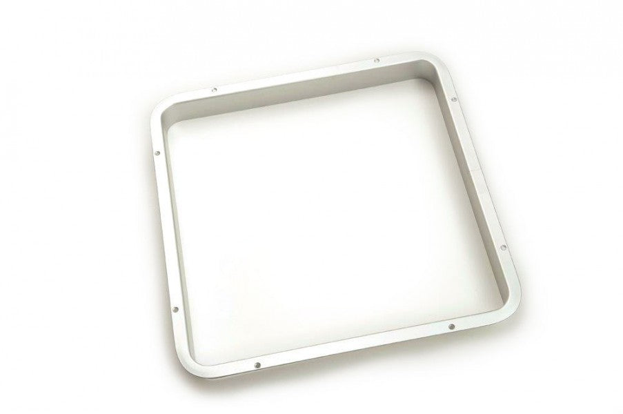 Gebo inderramme i aluminium, set fra siden med mål 200 x 200 mm