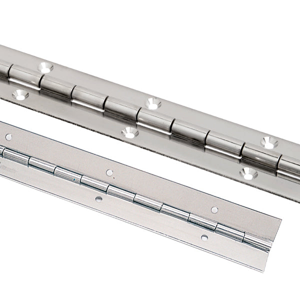 SeaTec pianohængsel 1.5 x 40mm set forfra, velegnet til bådmontering.
