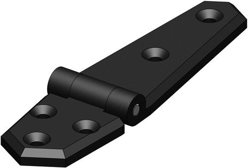 Trudesign hængsel i sort, set forfra på hvid baggrund.