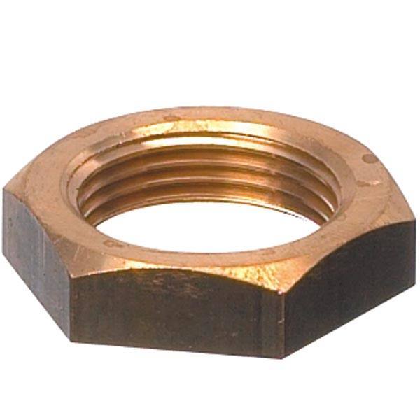 Guidi messingmøtrik vist forfra, ideel til marinefittings.