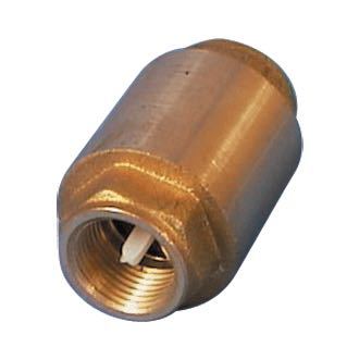 Guidi kontraventil i messing, set fra siden med tilsluttet rør