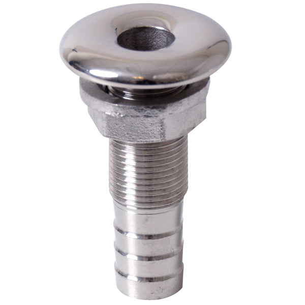 Gennemføring RF 1/2" slange 18mm AISI 316 set forfra på hvid baggrund