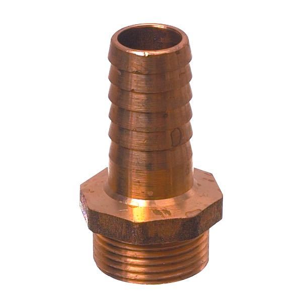 Guidi slangestuds i bronze set forfra med tilslutninger.