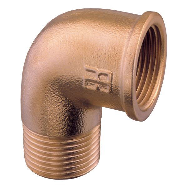 Guidi bøjning 90° i bronze, vist fra siden med detaljeret design.