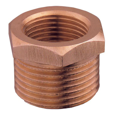 Guidi nippelmuffe i bronze, vist fra siden med threading