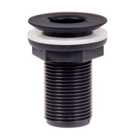 Trudesign skroggennemføring i sort komposit set fra siden, 1 1/4" størrelse.