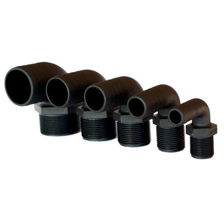 Trudesign slangestuds 90° i sort komposit, set fra siden