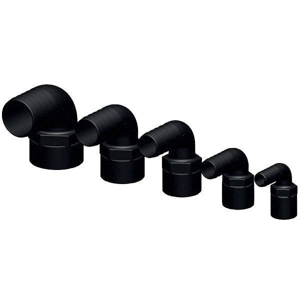Trudesign 90° slangestuds med indvendigt gevind set fra siden