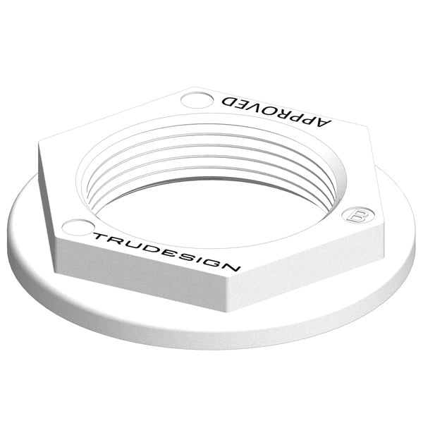 Trudesign møtrik 1/2" i hvid plast til skroggennemføring på båd