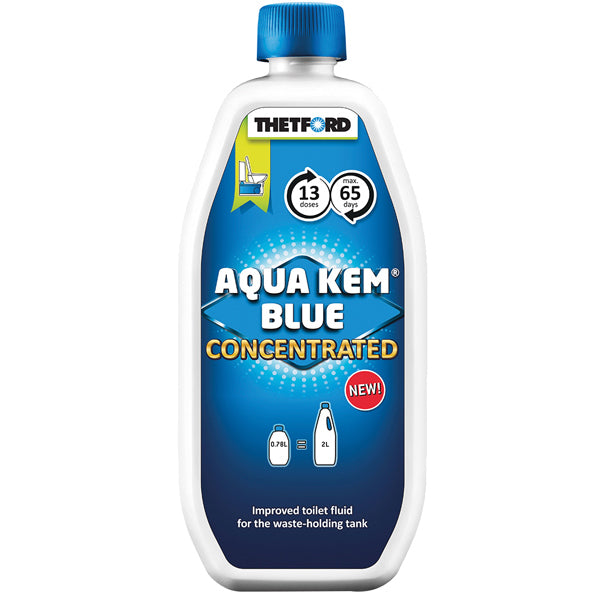 Thetford Toiletvæske Aqua Kem Blue koncentreret i flaske.