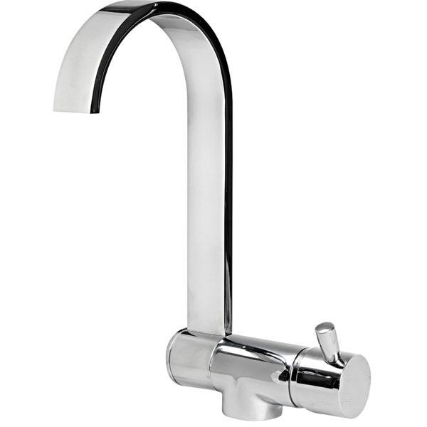 SeaTec vandhane slim med mixer set forfra, rustfri finish.