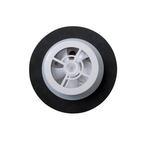 Oversigt over SeaTec solcelle ventilator med kontakt og diameter på 220 mm.
