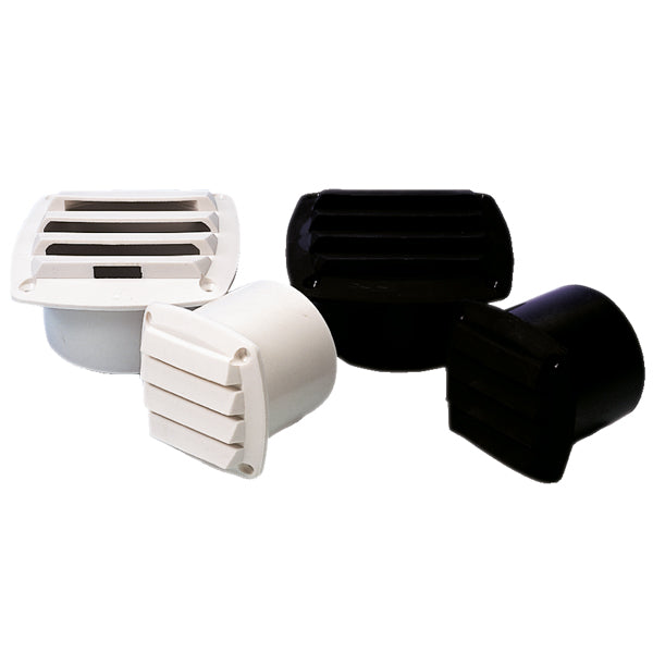 Roca ventilgælle 4" i sort, set forfra med mål 125x125x100mm