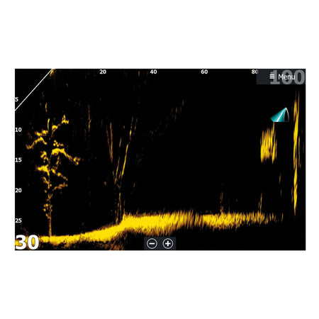 Transducer fra Lowrance, installeret på båd med skovlformet design