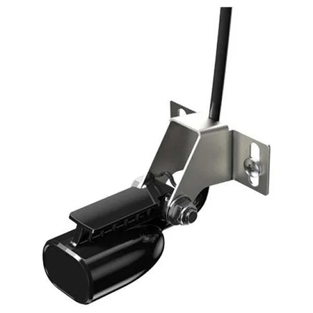 Lowrance EAGLE 4X hæktransducer set fra siden med kabel og monteringsbeslag