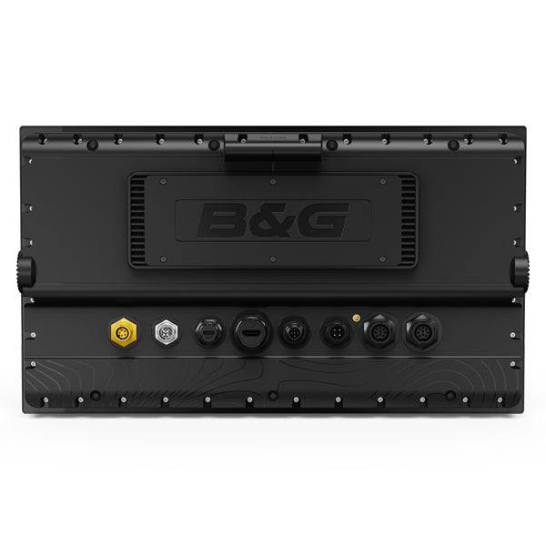 B&G Zeus SR-16" installeret på båd, der viser navigationsskærm