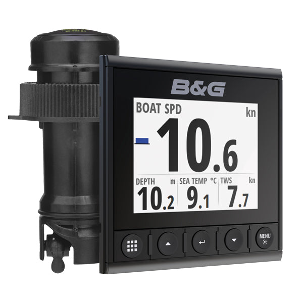 B&G Triton2 speed/depth display installeret på bådens instrumentbræt
