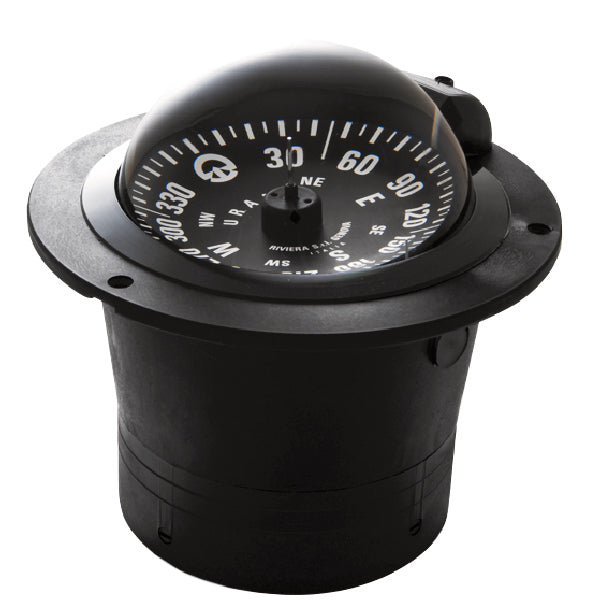 Riviera kompas URANIA BU1 100 mm set ovenfra, monteret i båd