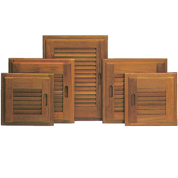 Roca jalousilåge med ramme i teak, 28x28cm, set fra siden