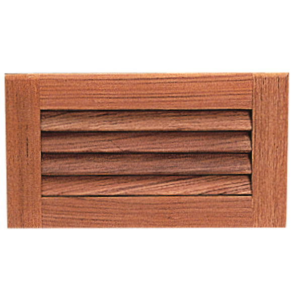 Roca ventilationsrist i teak, 16 x 20,5 cm, set fra siden.