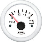 Kus voltmeter i hvid, flot design til 12V installationer