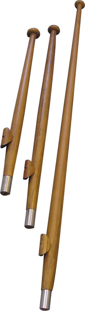 1852 flagspil i teak, 150 cm, Ø25 mm, vist fra siden.