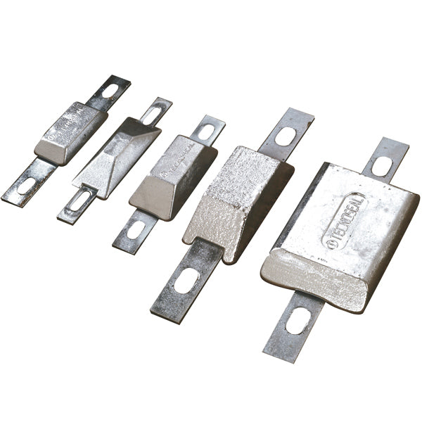 Tecnoseal aluanode set fra siden, viser dimensioner og detaljer
