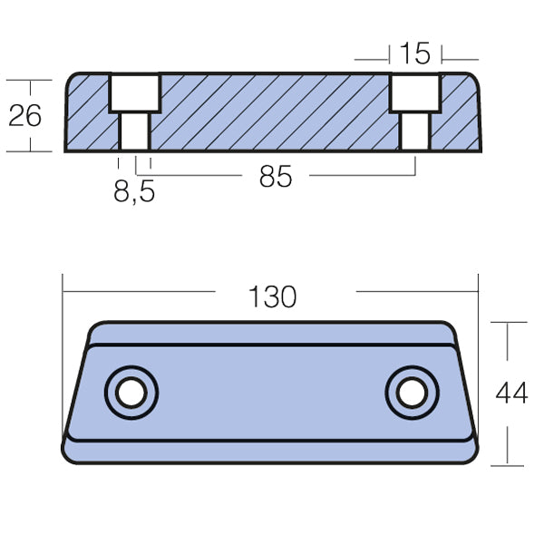 Aq-drev anode fra Tecnoseal, monteret på bådmotor