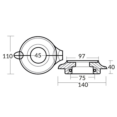 Tecnoseal zinkring 2-delt i beslag, egnet til marine brug på både.