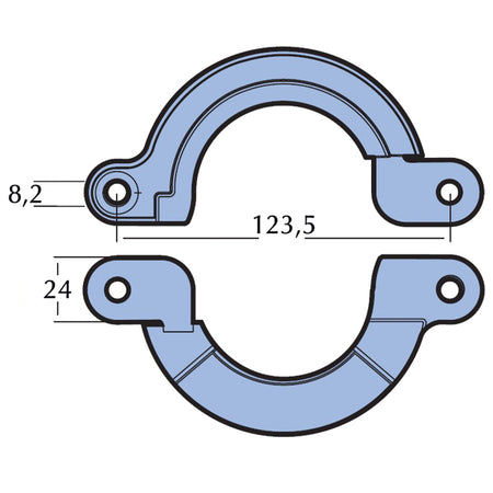 Detalje af Tecnoseal Yanmar drev-zinkring monteret på båd