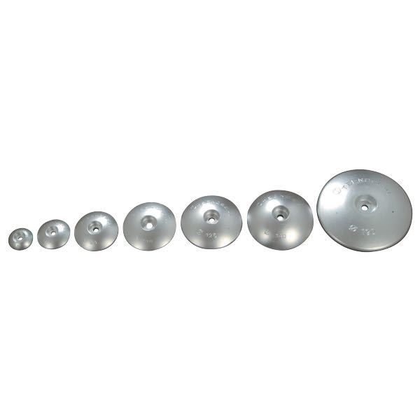 Tecnoseal zink anode Ø50mm set forfra, klar til montering på båd.