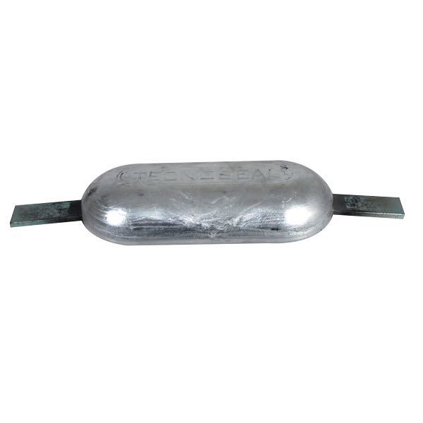 Tecnoseal alu anode 1kg set ovenfra med mål 300x25 mm.