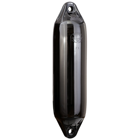 Polyform F3 fender i sort set fra siden, klar til brug.