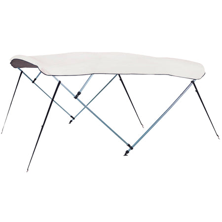 1852 Bimini top i hvid aluminium, vist i brug på en båd.