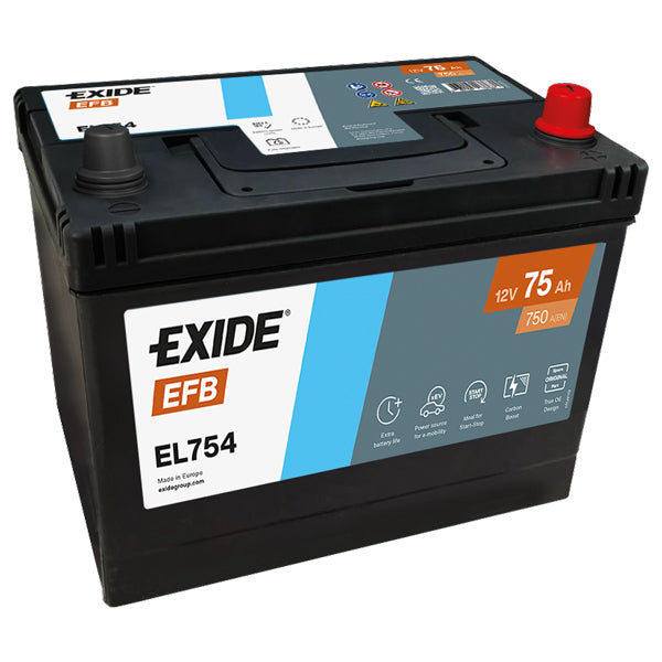 Exide batteri 75ah Dual EFB monteret i en båd