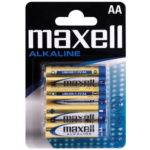 Maxell Alkaline AA LR6 batterier 4 stk i pakke, ideelle til bådudstyr