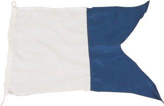 1852 signalflag i størrelsen 30x45 cm, præsenteret på en båd i havn.