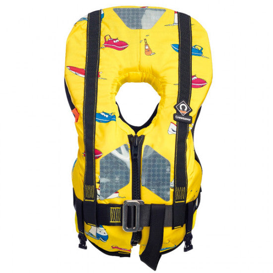 Crewsaver Supersafe 150N redningsbørneveste set forfra i lyseblå farve